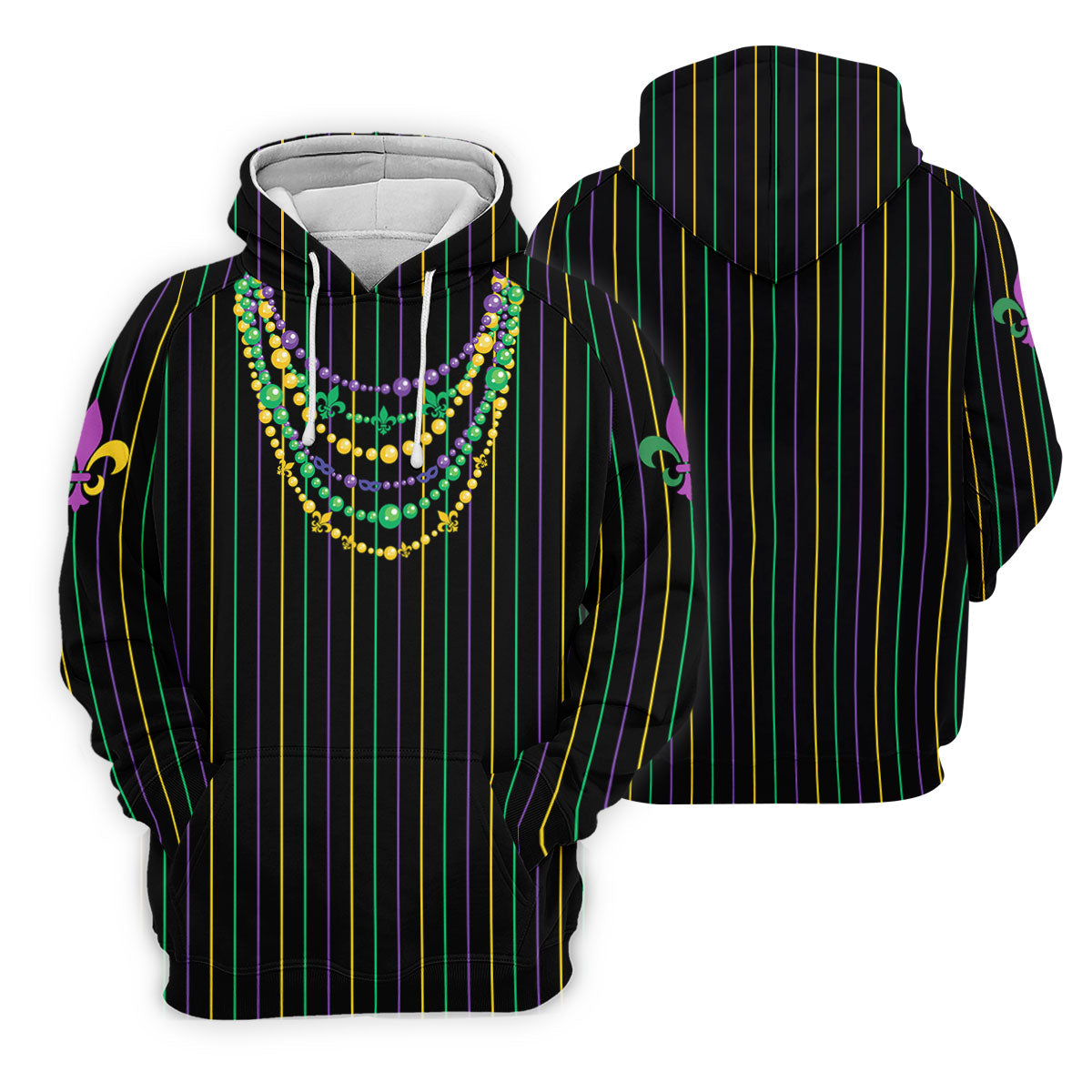 Mardi Gras Beads Necklaces Print Black Golf Shirt, Golf Tops For Men, Polo ShirtFor Men, Golf Shirts For Men