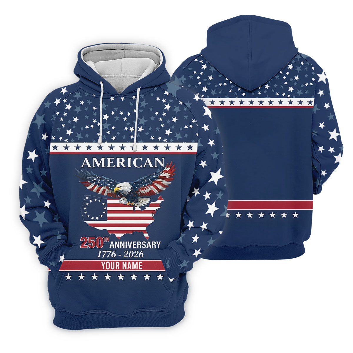 American Bald Eagle 250th Anniversary Patriotic Stars Golf Shirt, 4th Of July Golf Shirts For Men