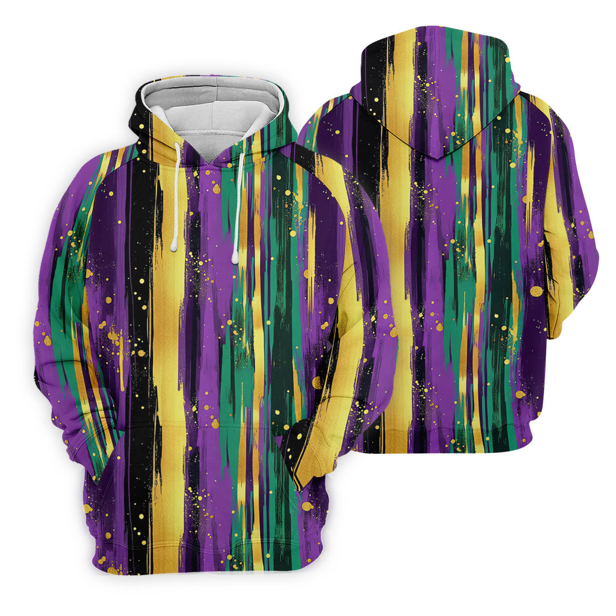 Green Purple Gold Splatter Effect Mardi Gras Golf Shirt, Polo ShirtFor Men, Golf Shirts For Men