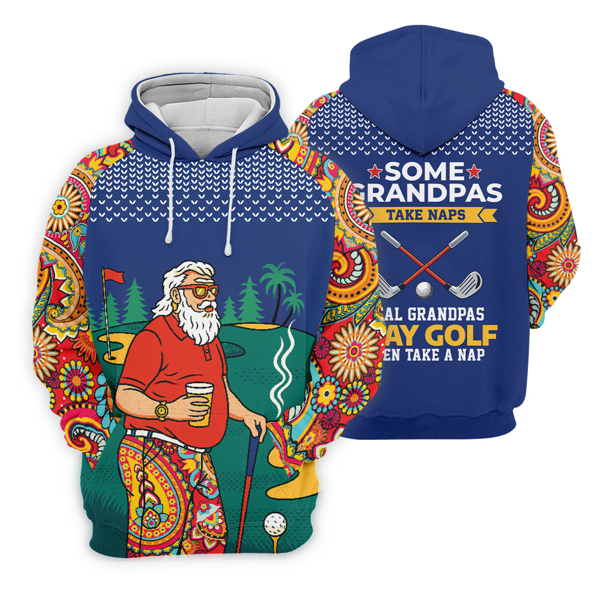Real Grandpas Play Golf Then Take A Nap Funny Golf Shirt, Golf Shirts For Men, Golf Gift For Dad