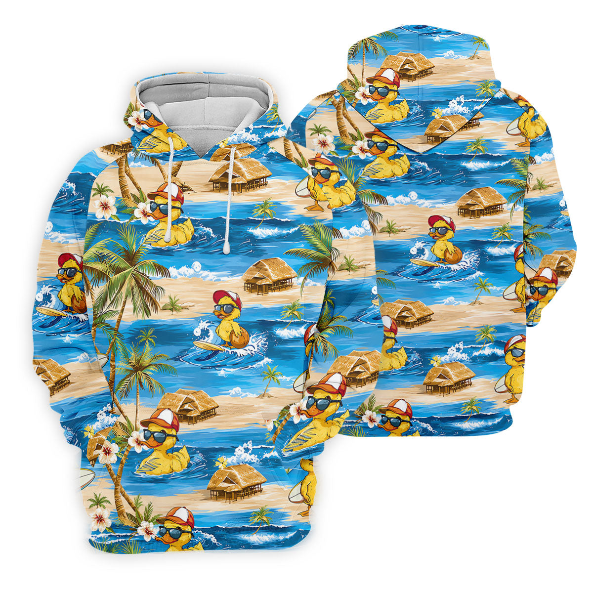 Funny Duck Hawaiian Golf Shirt, Summer Ocean Men's Golf Shirt, Polo Shirts For Men