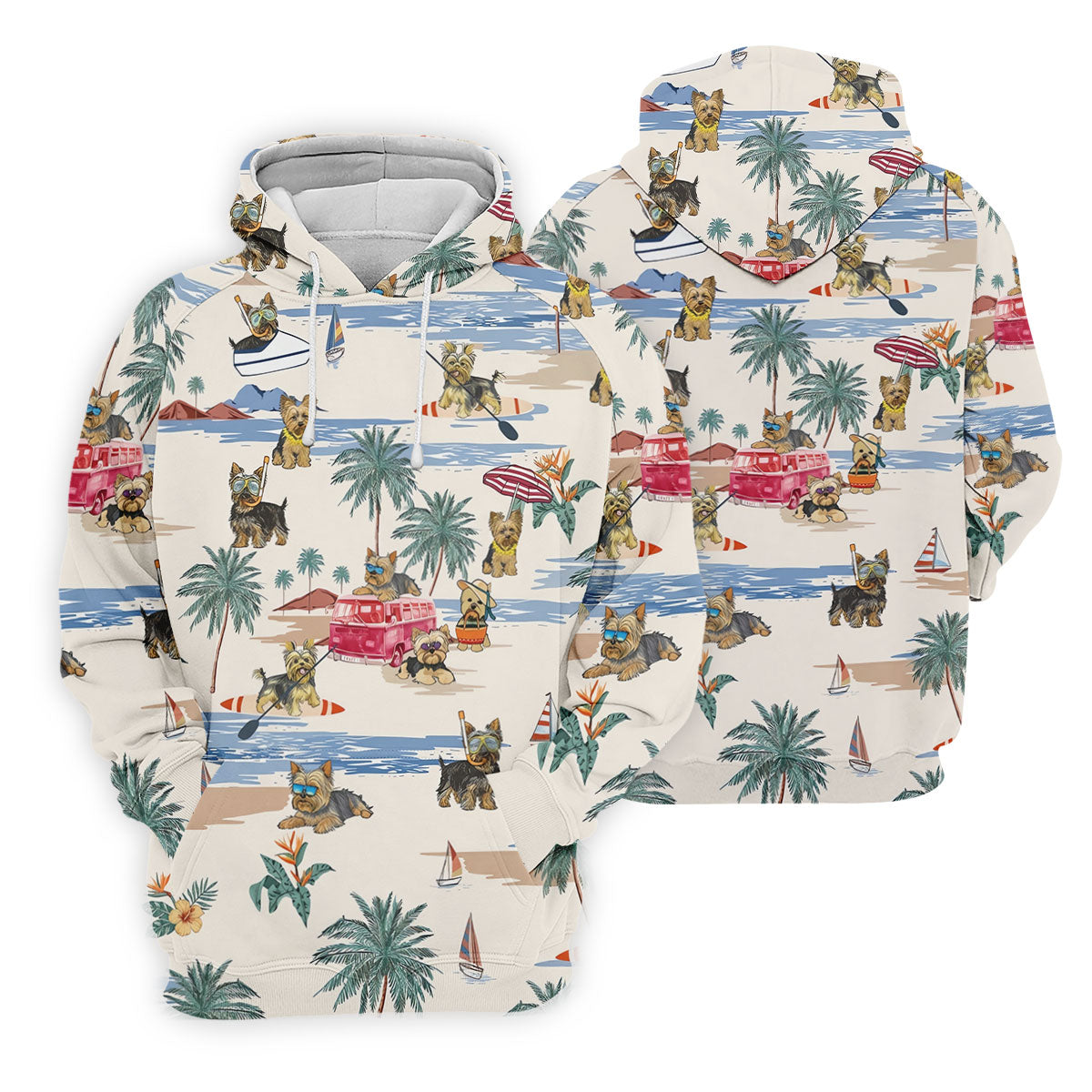 Cute Yorkshire Terrier Beach Vacation Golf Polo Shirt, Golf Shirts For Women, Women's Golf Apparel