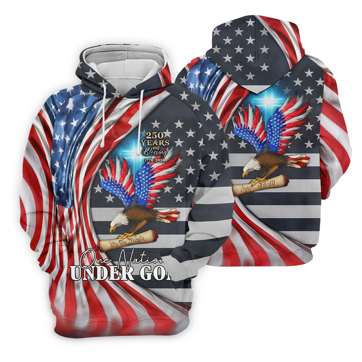 One Nation Under God 250 Years Of Blessing Patriotic Golf Shirt, 4th Of July Women's Golf Tops