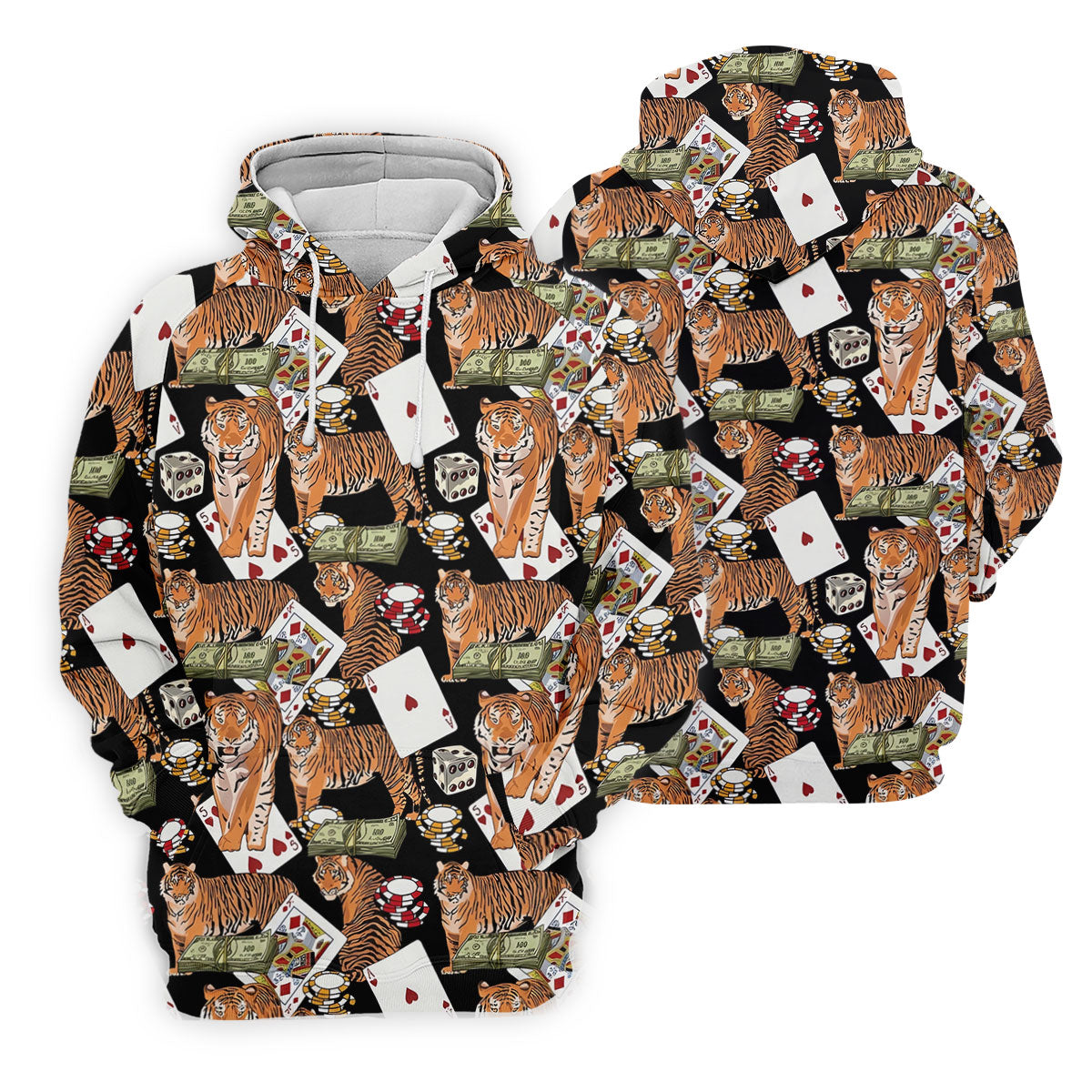 Money Tiger Poker Dice Chips And Cards Hawaiian Golf Shirt, Golf Shirt For Women