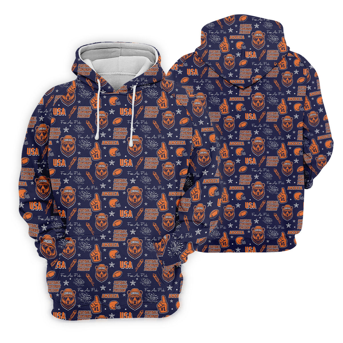 Cool Bear Beanie And Glasses Orange And Navy Blue Sport Polo, American Football League Gift Ideas For Football Fans