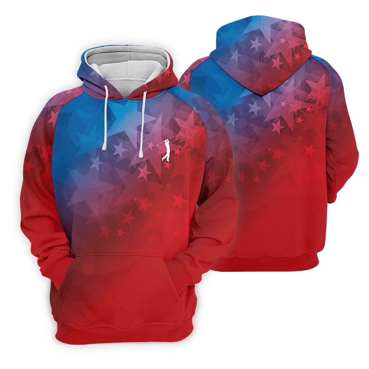 American Flag Pattern Golf Tournament Red And Blue Women Golf Top, Ladies Golf Shirts