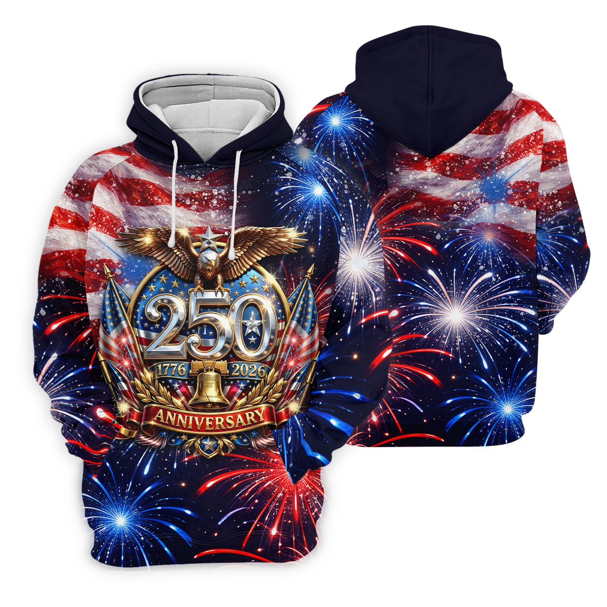 America Bald Eagle Red White Blue Patriotic Celebration 4th Of July Golf Shirt, 250 Years Golf Shirts For Men
