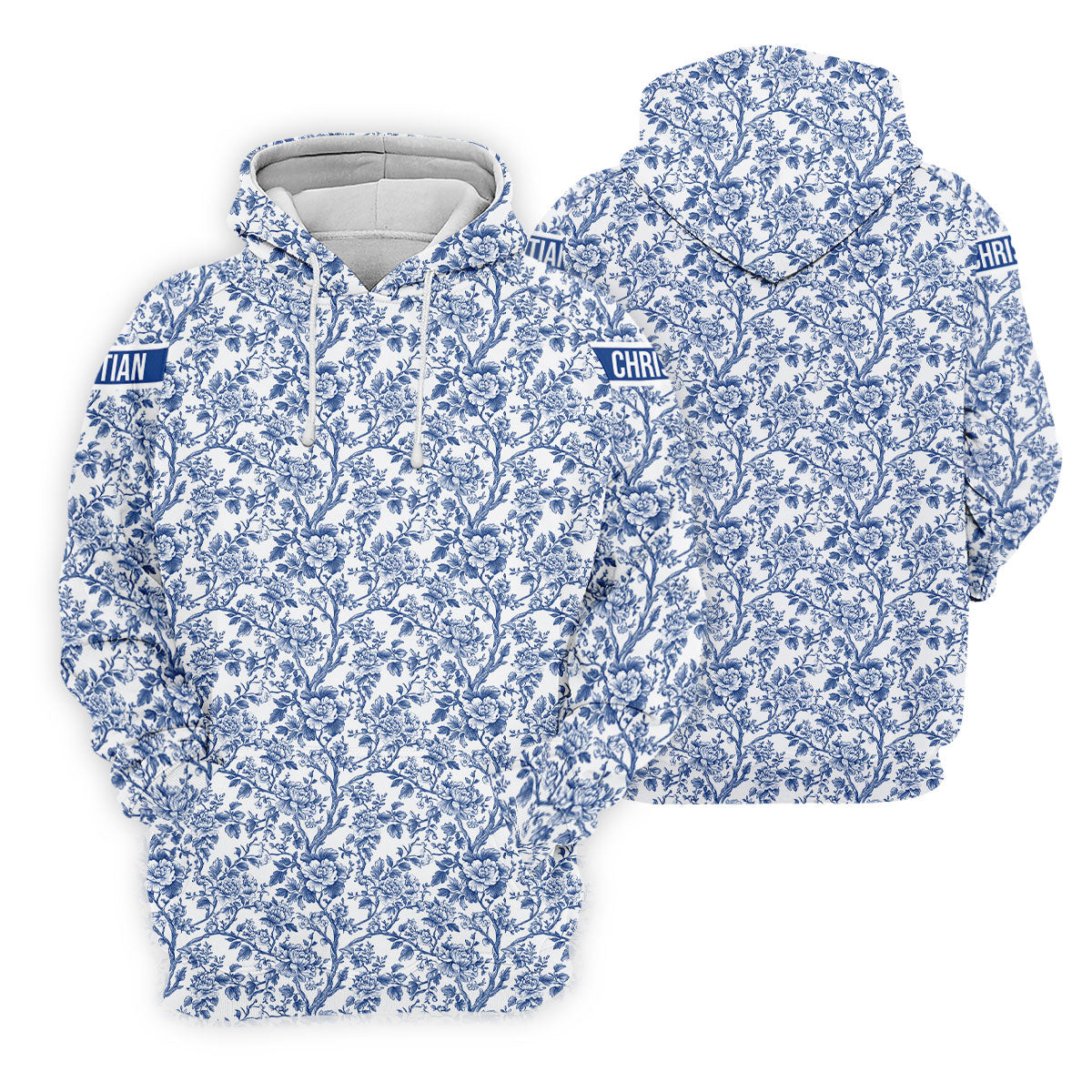 Toile De Jouy Blue Golf Shirt, Women's Golf Tops, Ladies Golf Shirts, Golf Gift For Ladies, Golf Shirt For Women