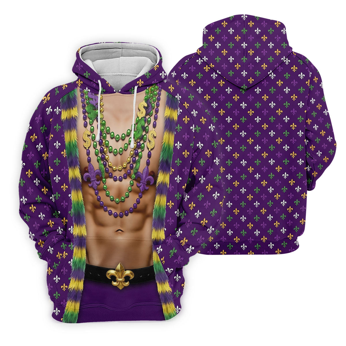 Funny 3D Print Mardi Gras Fleur De Lis Purple Golf Shirt, Golf Tops For Men, Golf Shirts For Men