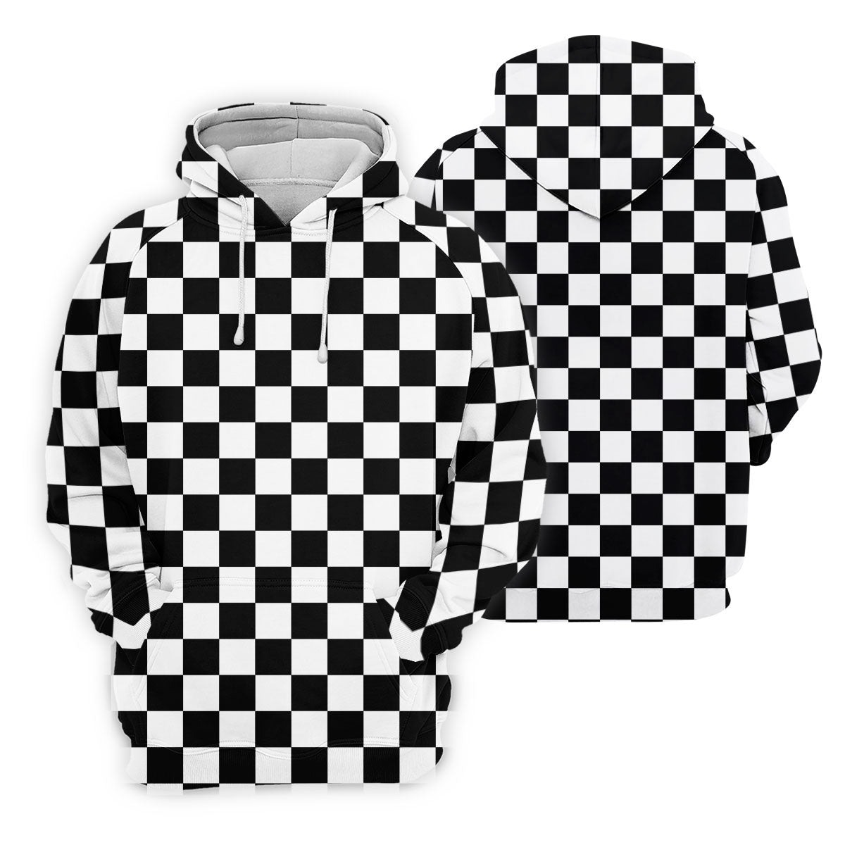 Black White Checkerboard Golf Shirt, Racing Flag Men's Golf Polo, Polo Shirts For Men