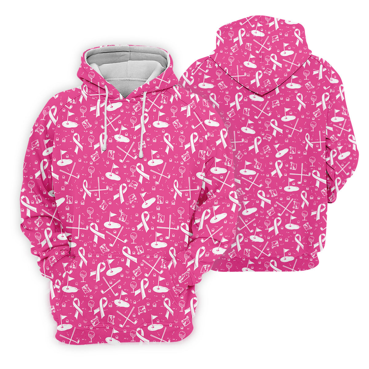 Awareness Ribbon Hot Pink Golf Shirt, Cancer Awareness Shirt, Ladies Golf Shirts, Golfing Apparel