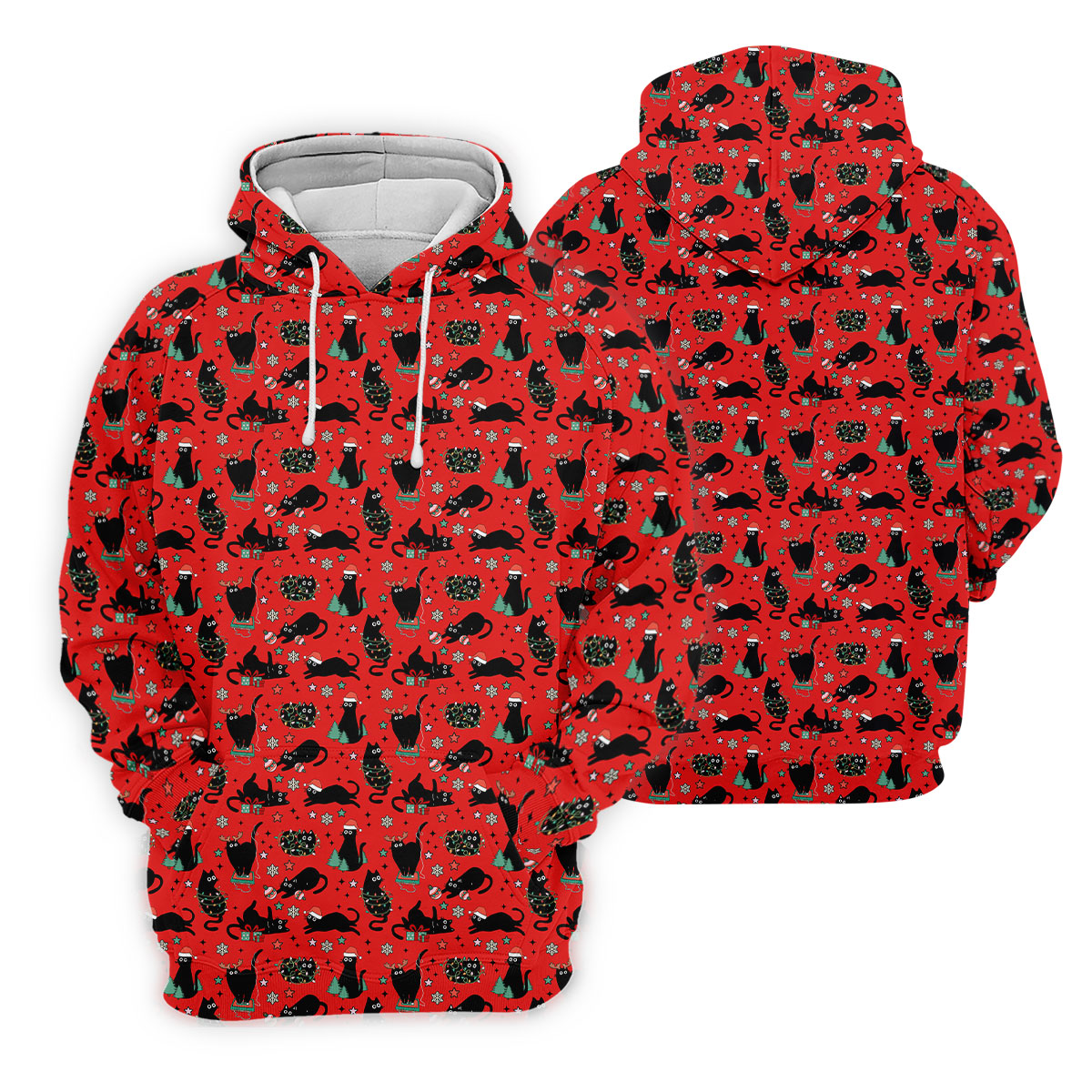 Xmas Black Cat Ladies Golf Tops, Red Golf Shirt, Golf Gifts For Women, Christmas Golf Shirt