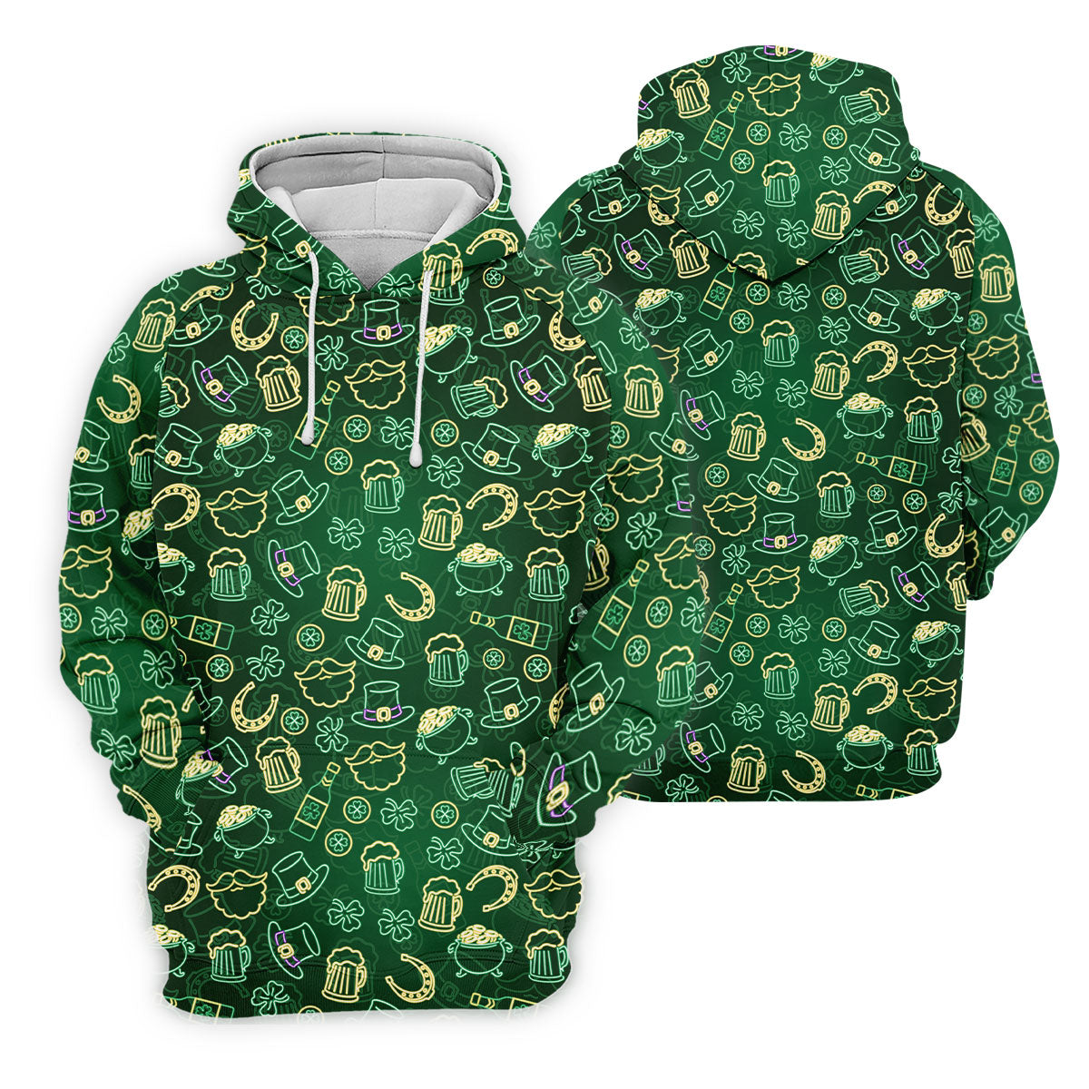 Beer Shamrock Neon Pattern St Patrick's Day Golf Shirt, Women Golf Top, Ladies Golf Shirts