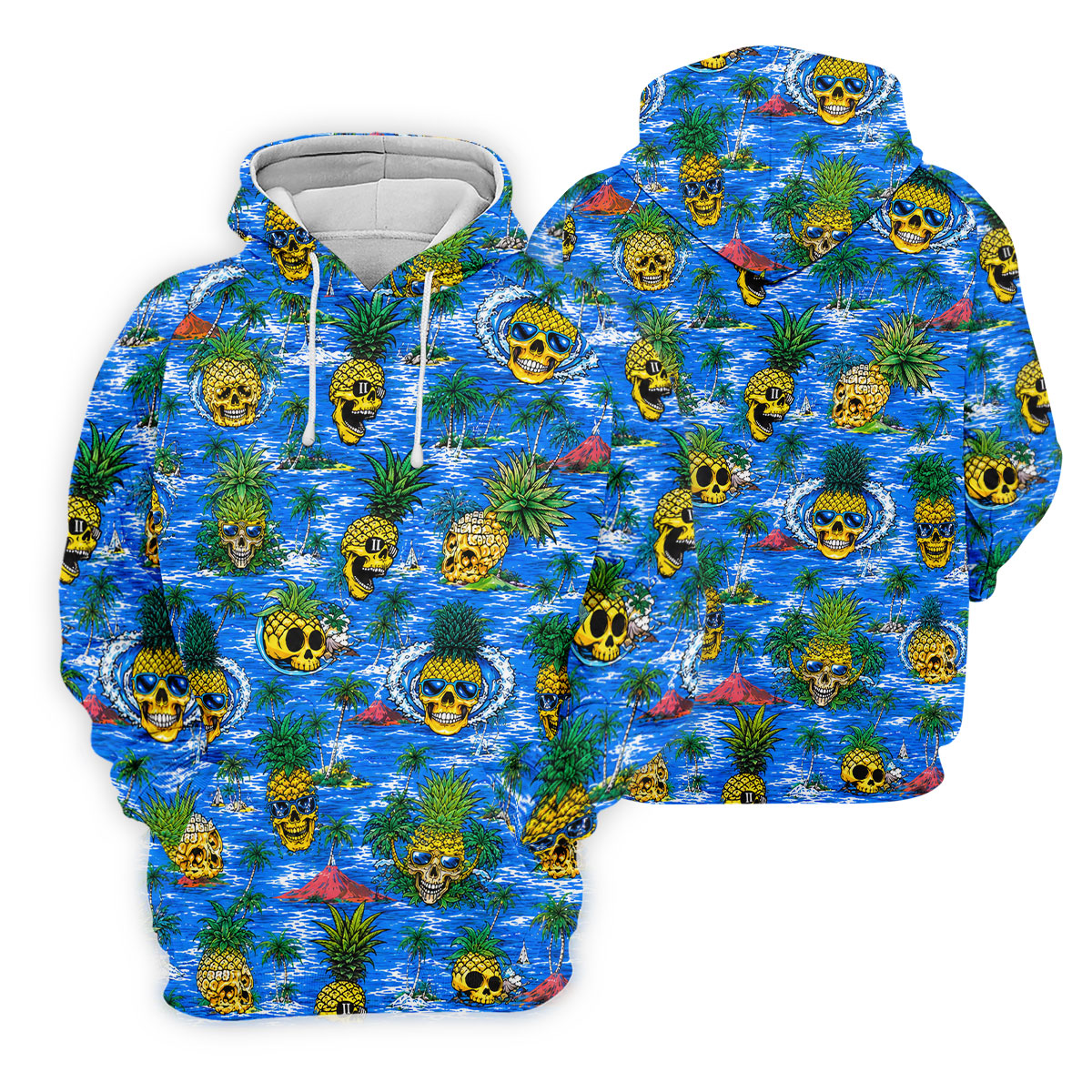 Pineapple Skull Island Ocean Hawaiian Golf Shirt, Hawaiian Golf Shirt, Golf Shirts For Men