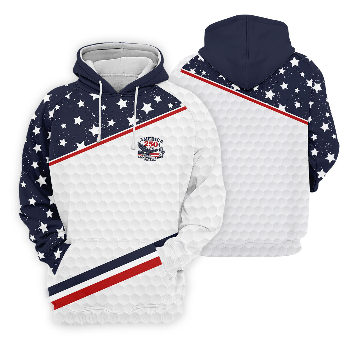 America 250 Anniversary Golf Ball Pattern Retro Golf Shirt, Patriotic 4th Of July Golf Shirts For Men