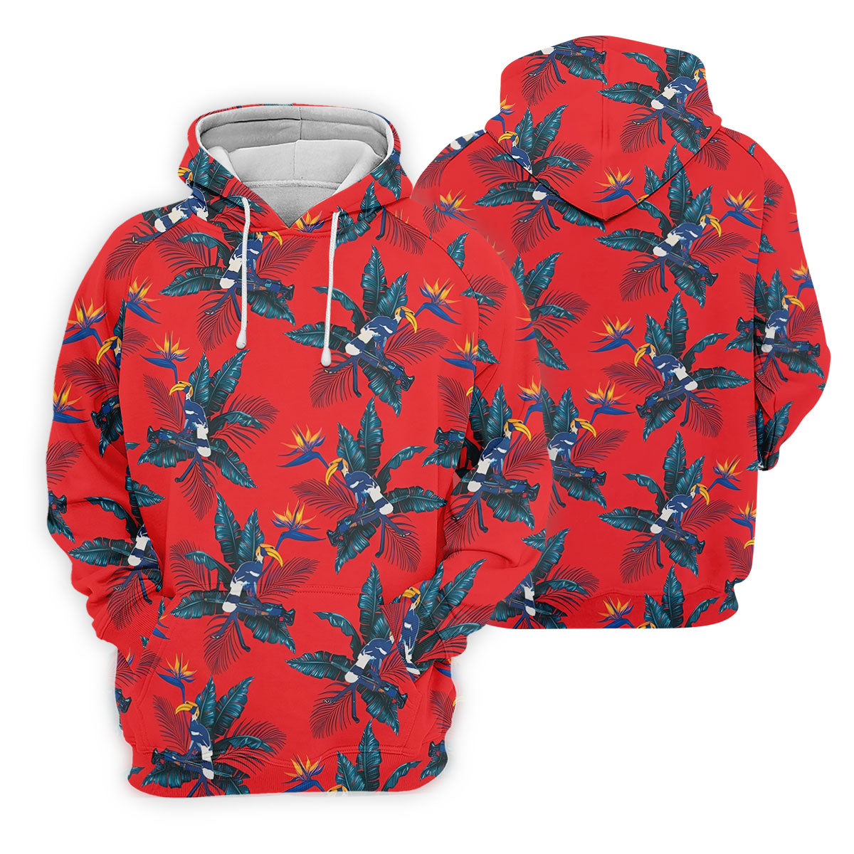 Tropical Toucan Bird Of Paradise Flower Hawaiian Golf Shirt, Summer Vibe Golf Shirts For Men