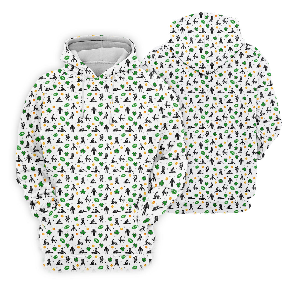 Funny Stick Figure Naughty Position Shamrock St Patrick's Day Golf Shirt, Performance Golf Shirt, Polo ShirtFor Men