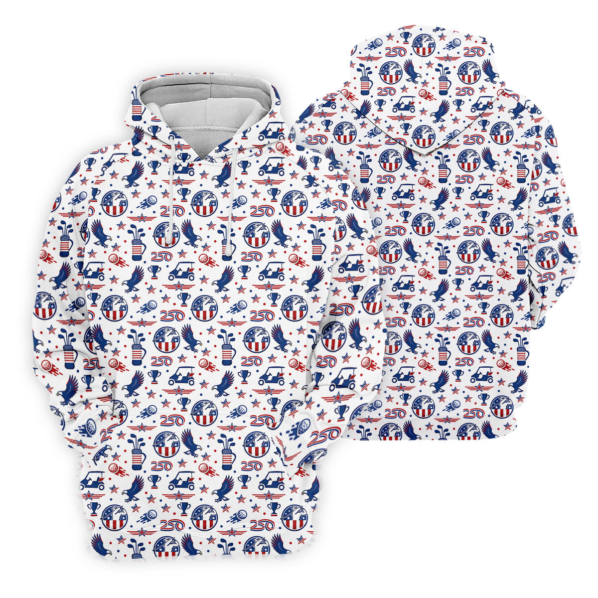Bald Eagle American Flag Golf Pattern 4th Of July Women Golf Top, 250th Anniversary Patriotic Golf Shirt