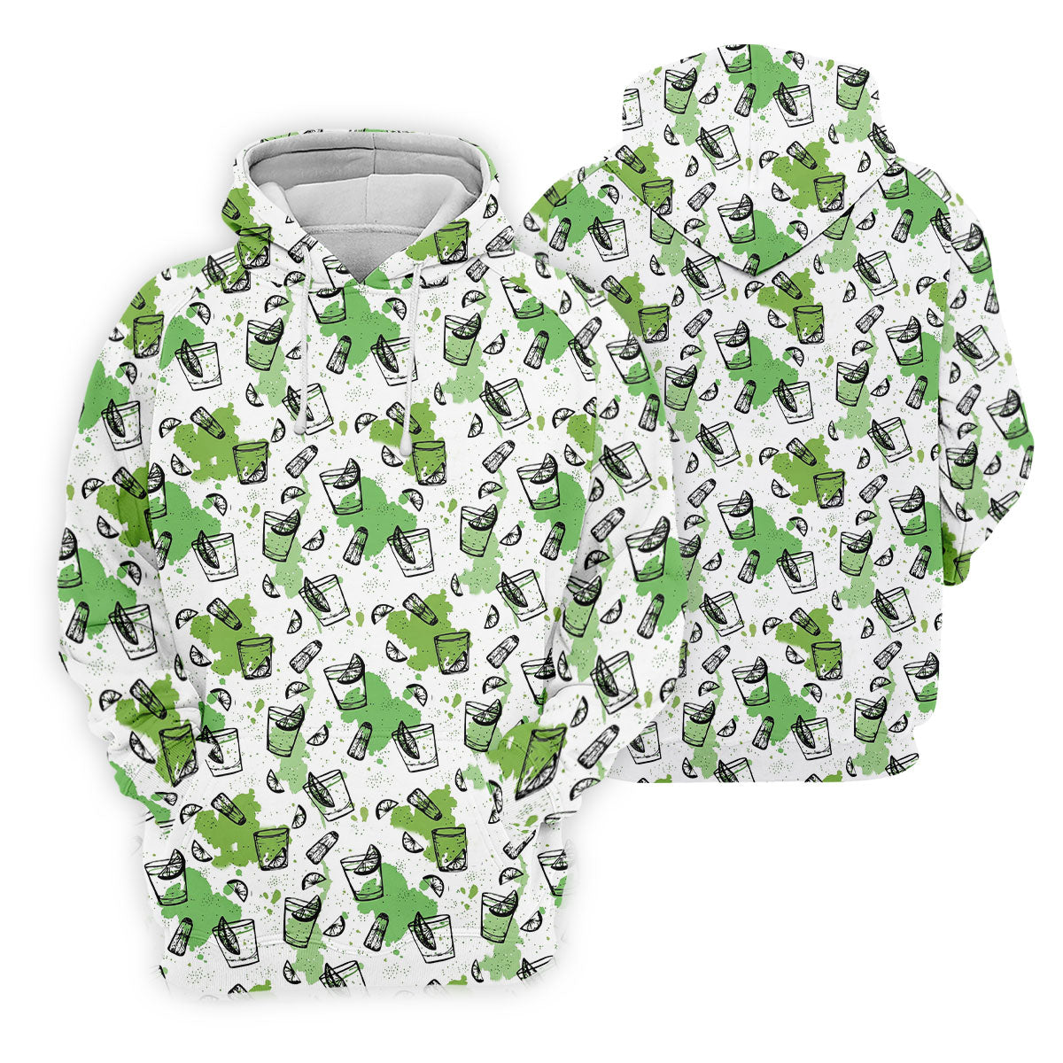 Green Cocktail Splash Pattern Golf Shirt, Mens Golf Shirts, Hawaiian Golf Shirt, Golf Polo Shirts For Men