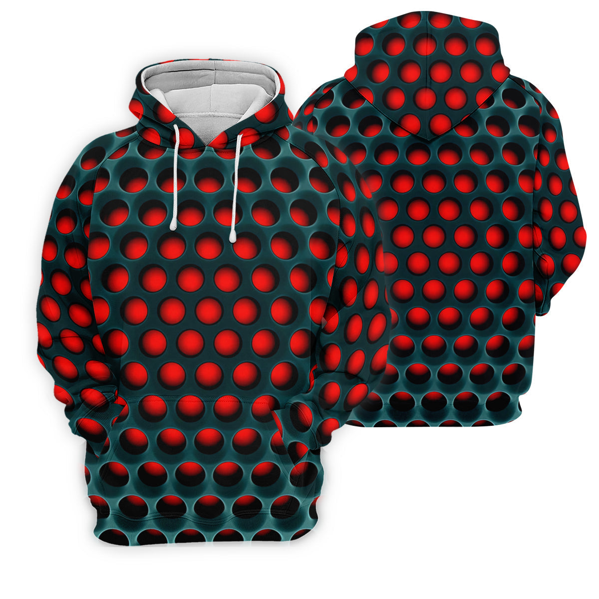 3D Effect Circular Pattern Red Golf Shirt, Cool Golf Outfit, Men's Funny Golf Shirts, Polo ShirtFor Men
