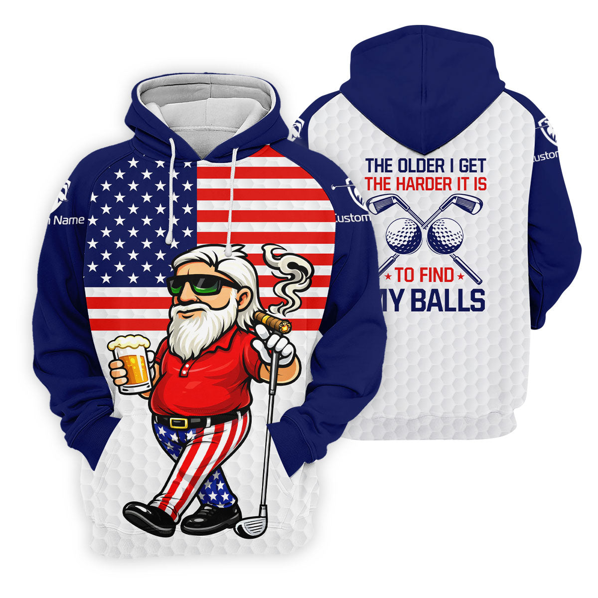 The Older I Get The Harder It Is To Find My Balls Golf And Beer 250 Years Patriotic 4th Of July Golf Shirts For Men