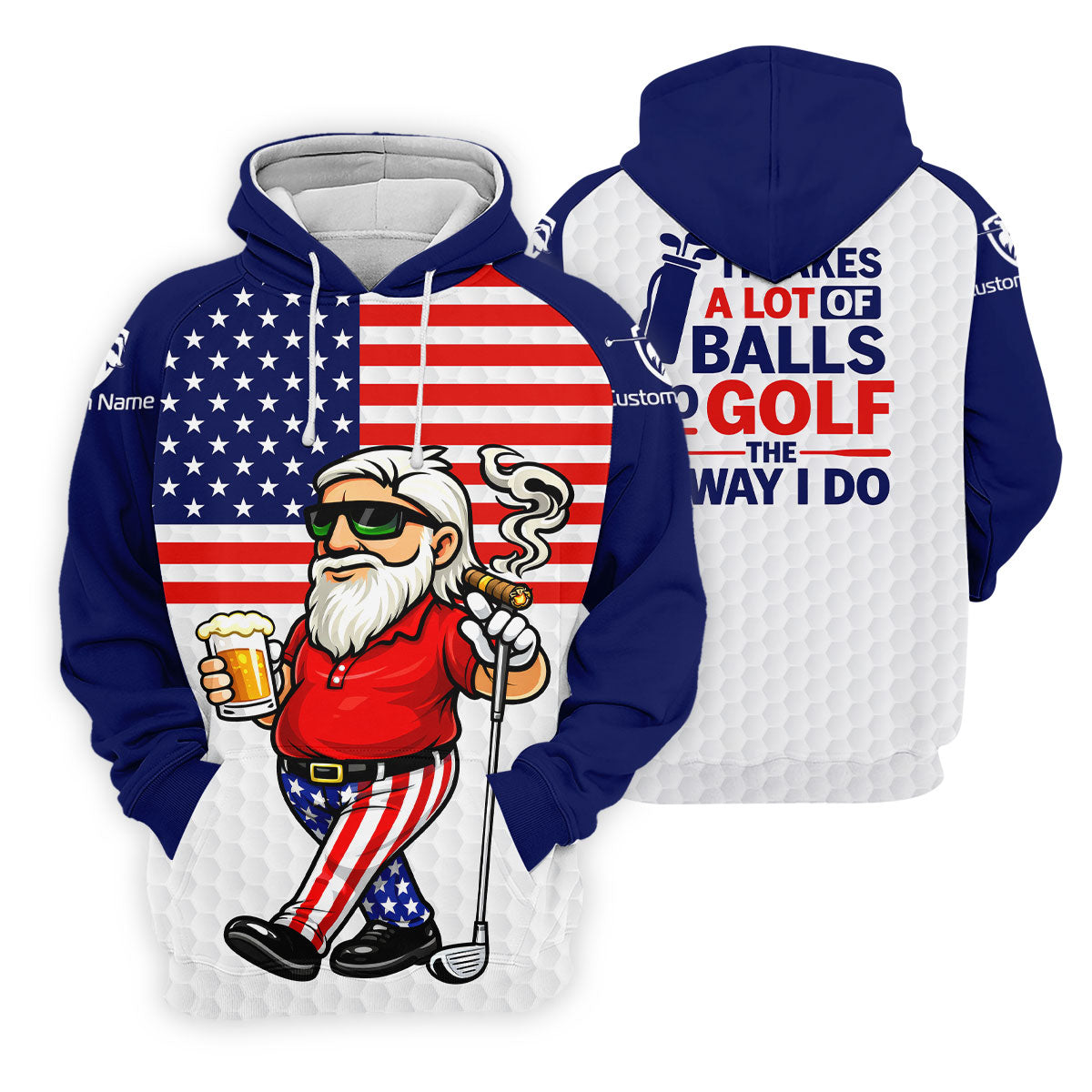 It Takes A Lot Of Ball To Golf The Way I Do Patriotic Man 4th Of July Golf Shirt, 250 Years Polo Shirt Men