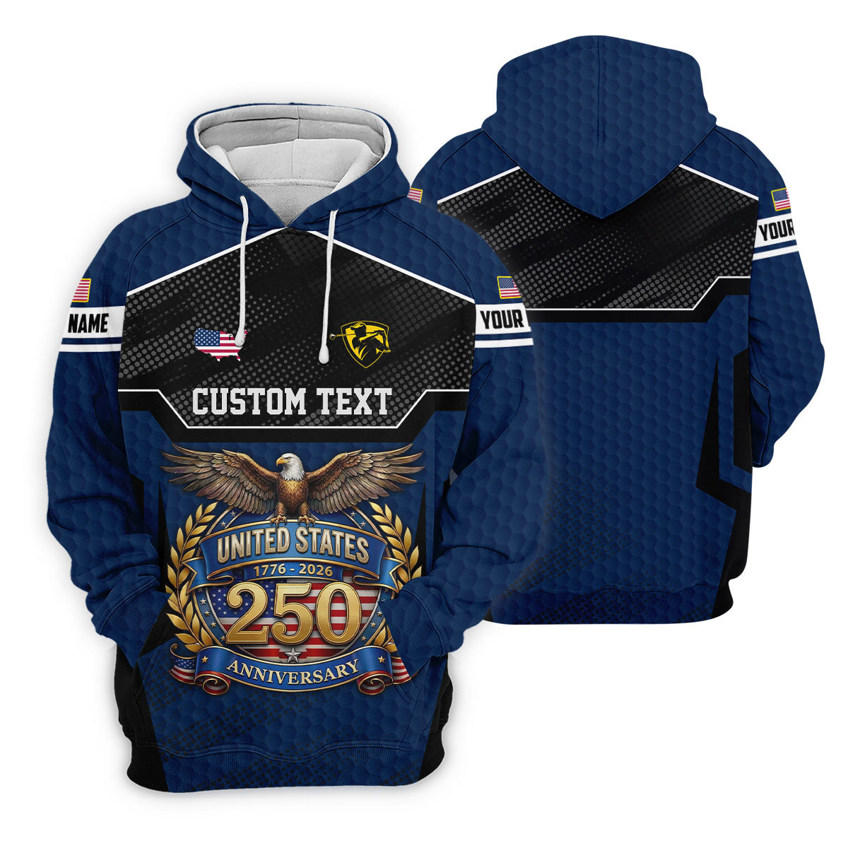 US 250 Anniversary Patriotic 4th Of July Navy Golf Shirt, Polo Shirtor Men, Golf Shirts For Men