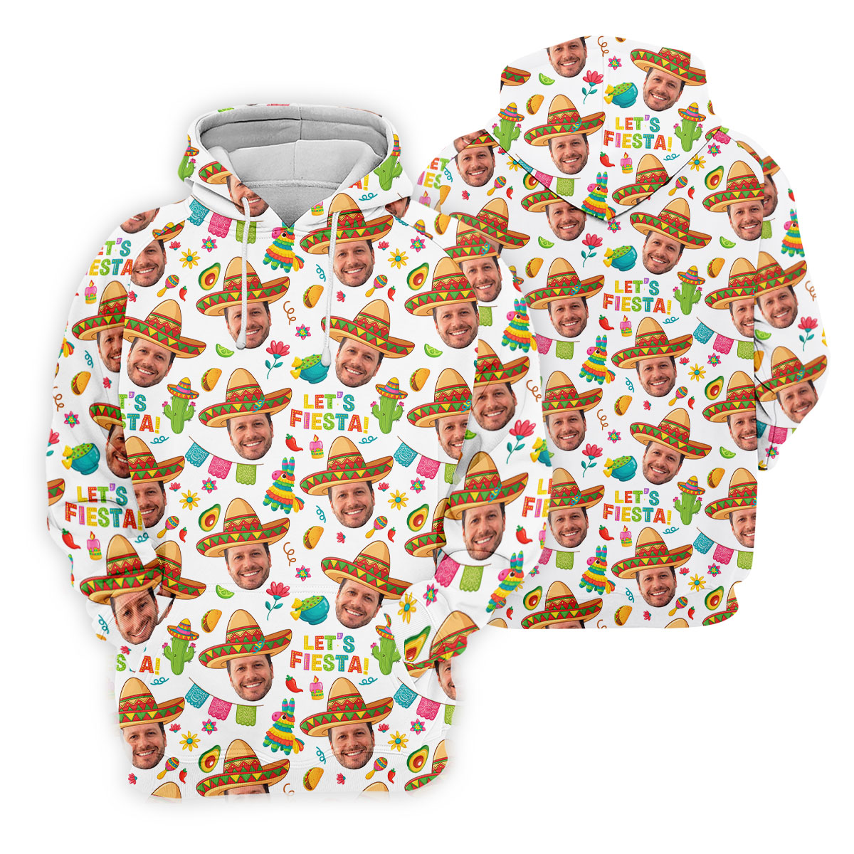 Let's Fiesta Cinco De Mayo Celebration Fiesta Themed Custom Face White Golf Shirt For Women