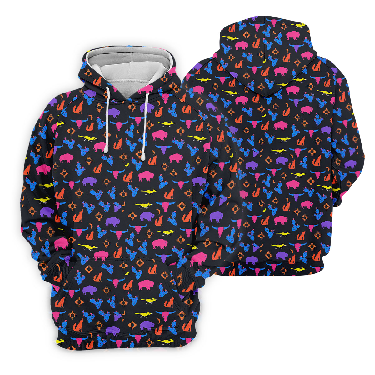 Neon Desert Cactus Buffalo Hawaiian Golf Shirt, Mens Golf Polo, Printed Golf Shirts