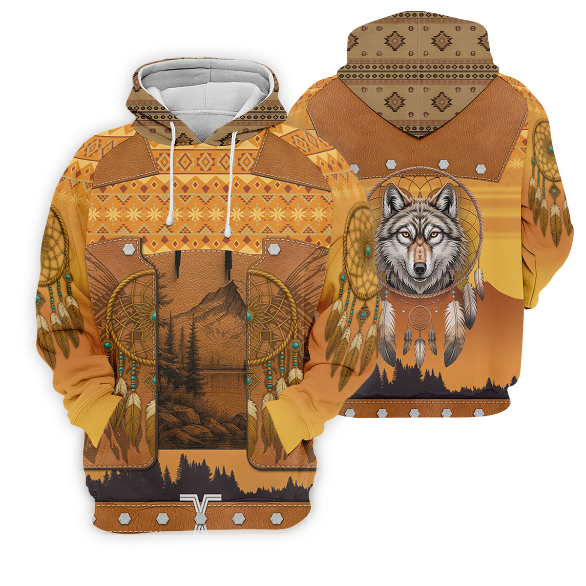 Golden Horizon Tribal Theme Golf Tops For Men, Native American Ancestry Polo ShirtFor Men, Indigenous Peoples Month