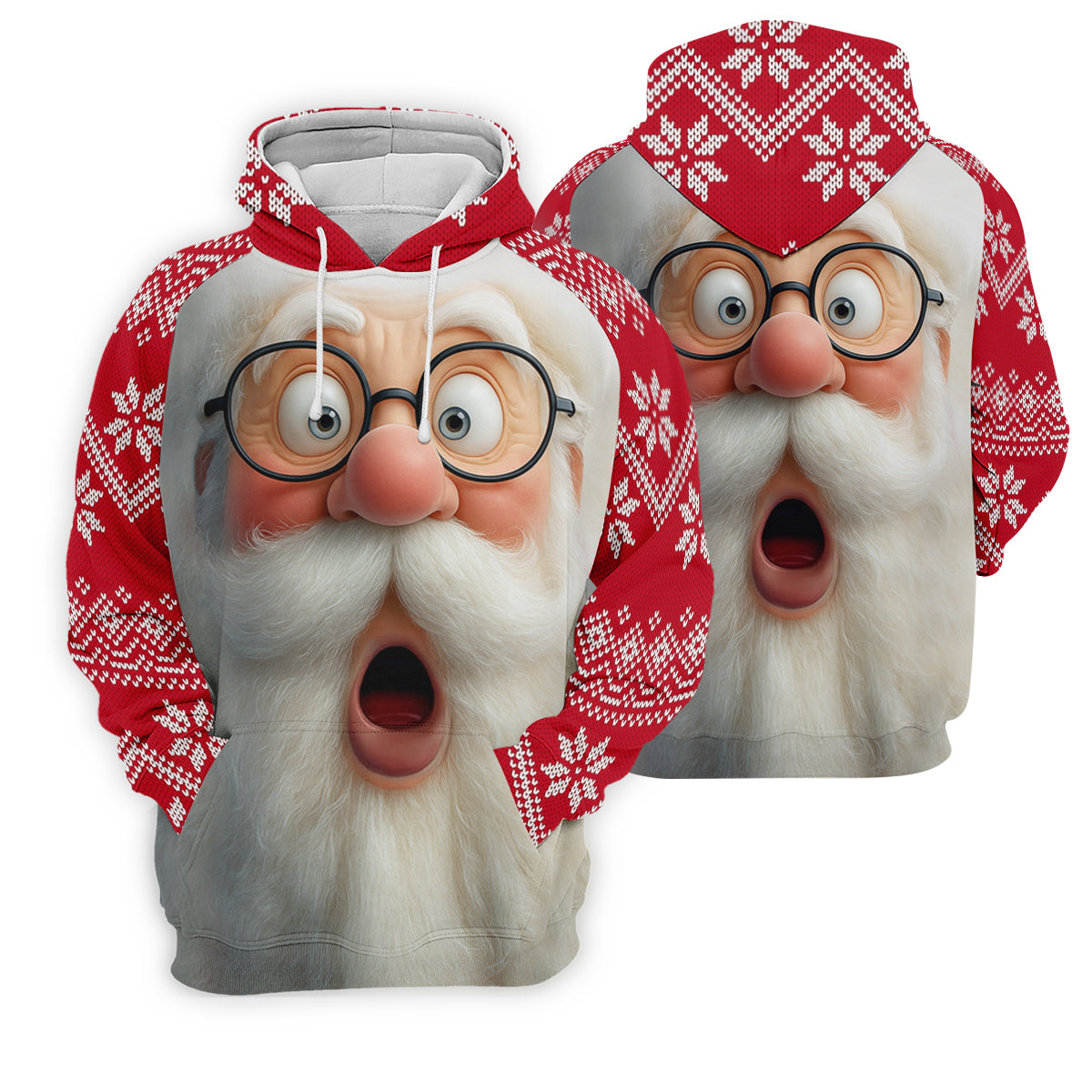 Surprised Funny Santa Claus Face Women Golf Top, Christmas Golf Shirt, Ladies Golf Tops