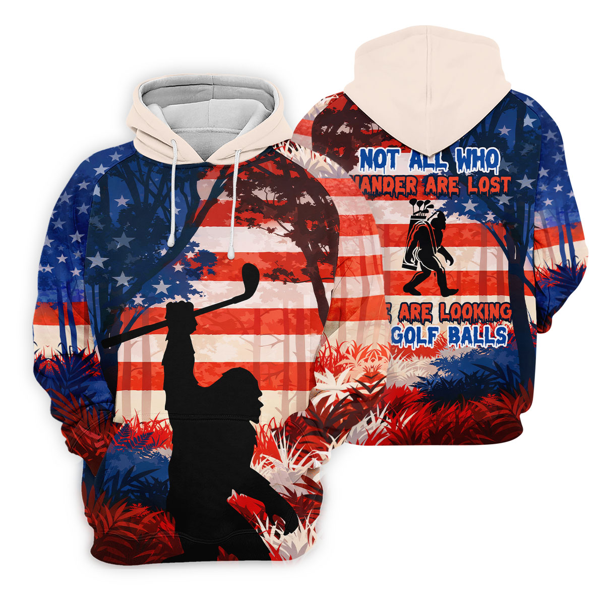 Not All Who Wander Are Lost Funny Bigfoot Golf Tops For Men, 250th Patriotic Golf Shirt, Polo Shirt Men