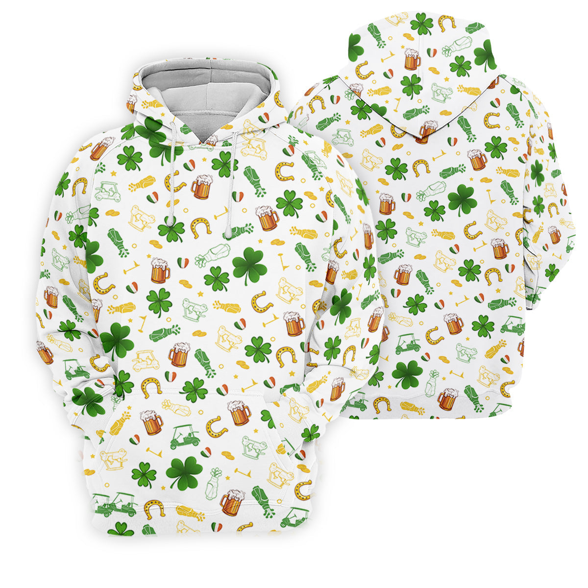 St Patrick's Day Beer Golden Horseshoes Shamrock Golf Shirt, Women's Golf Tops, Ladies Golf Polos