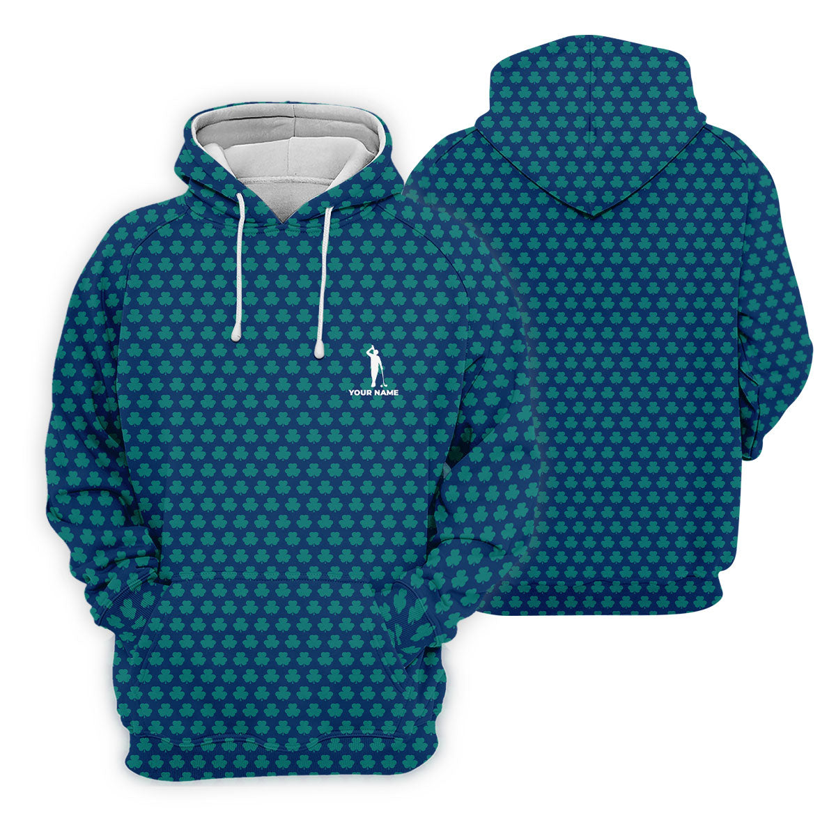 Three Leaf Clover Seamless Pattern St Patrick's Day Golf Shirt, Polo ShirtFor Men, Golf Shirts For Men