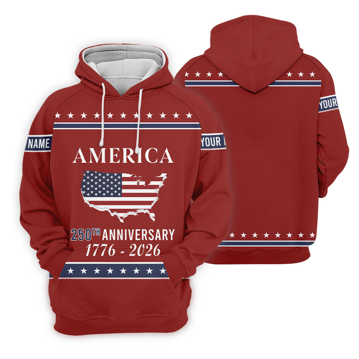 America 250th Anniversary 1776-2926 Red Golf Shirt, 4th Of July Patriotic Golf Shirts For Men