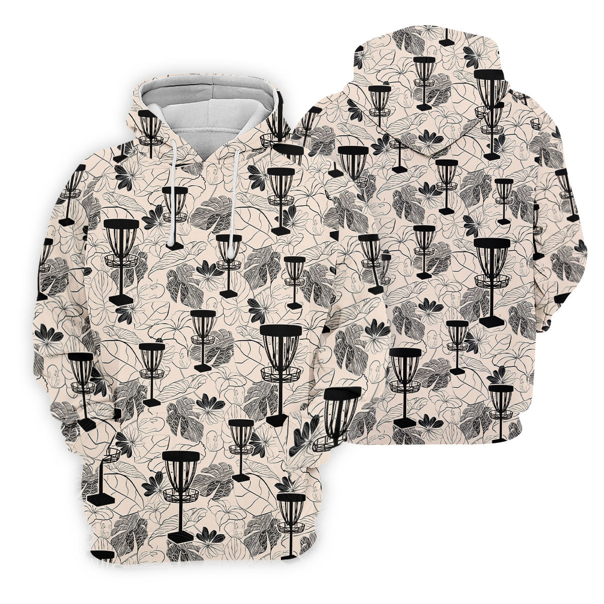 Minimalist Botanical Disc Golf Polo Shirt, Mens Golf Polo, Golf Shirts For Men