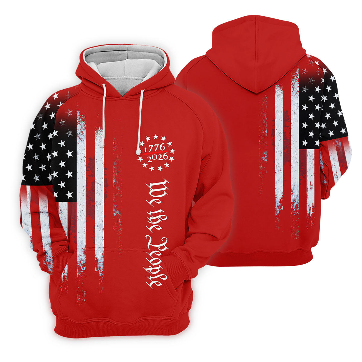We The People 250 Years Red Vintage Golf Shirt, Patriotic 4th Of July Golf Shirts For Men
