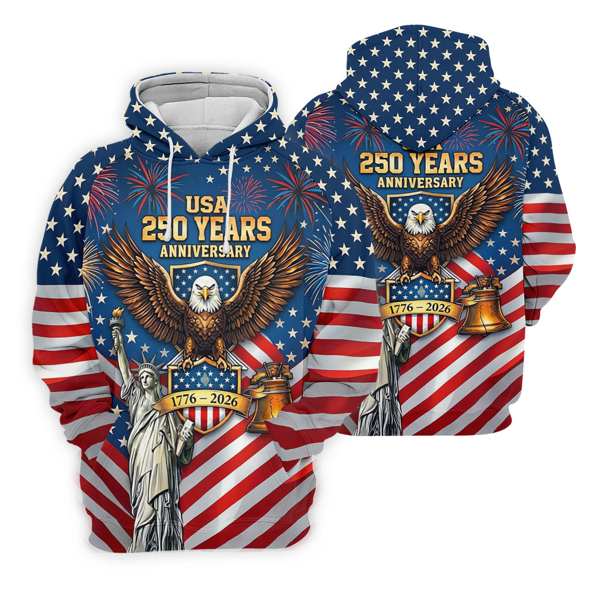 USA 250 Years Stars And Stripes Bald Eagle Golf Shirt, Patriotic 4th Of July Golf Shirt For Women