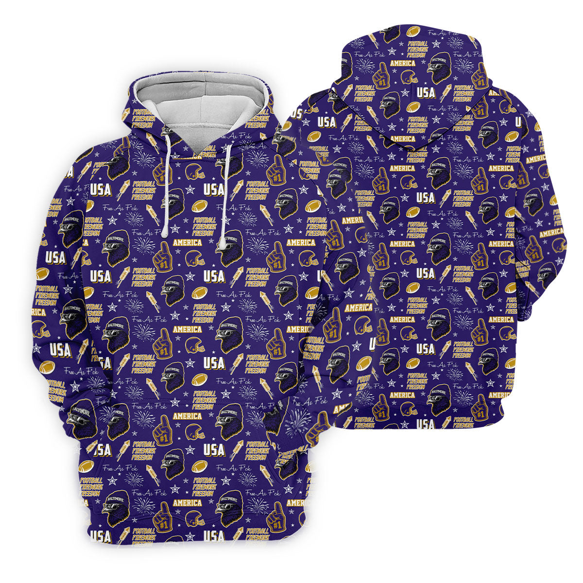 Purple Raven Metallic Gold With Purple Sport Polo, American Football League Gift Ideas For Football Fans