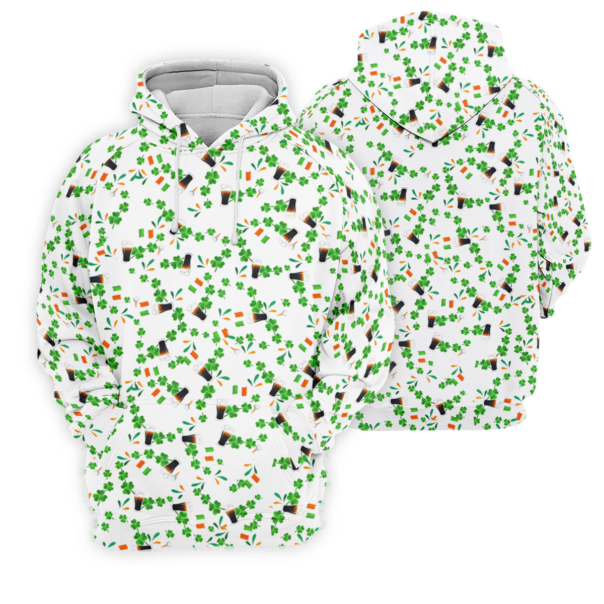 Dark Stout Beer St Patrick's Day Shamrocks White Golf Shirt, Polo ShirtFor Men, Golf Shirts For Men