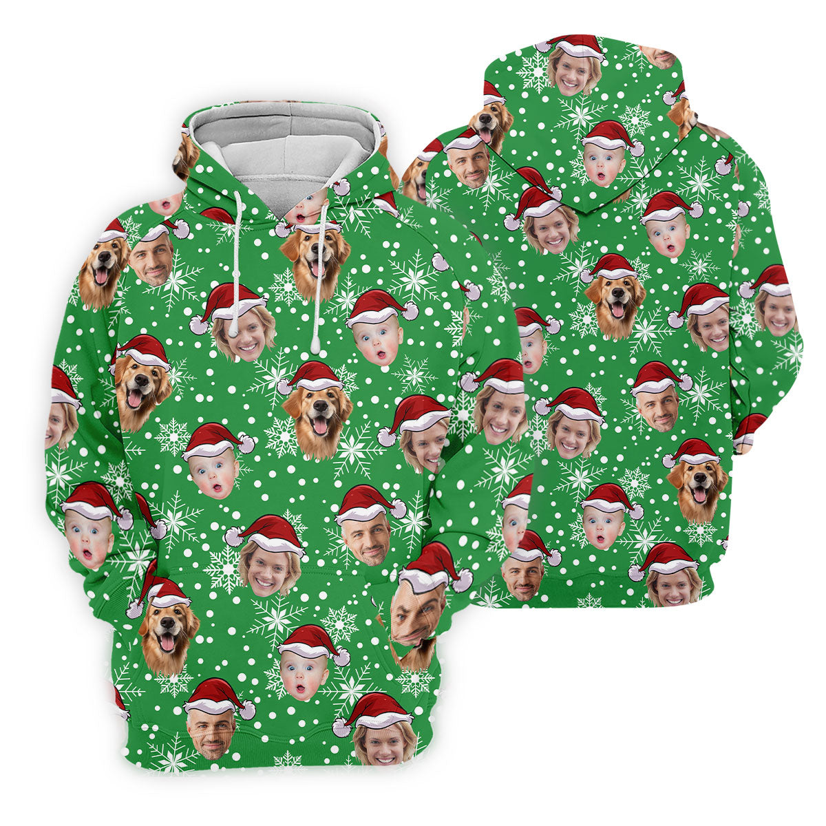 Custom Face Light Green Christmas Women's Golf Tops, Ladies Golf Shirts, Christmas Golf Gift
