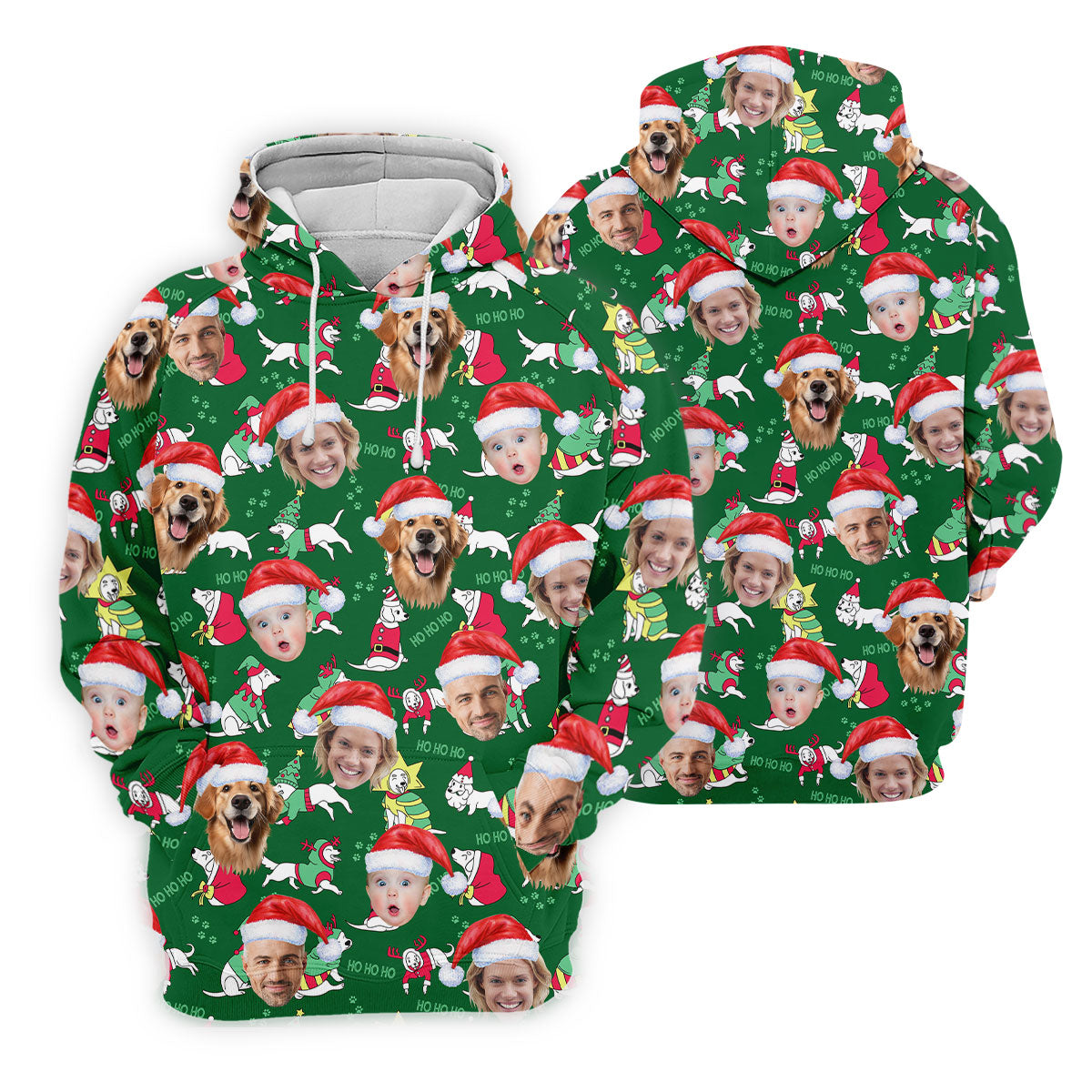 Custom Face Ho Ho Ho Cute White Dog Christmas Golf Shirt, Ladies Golf Shirts, Golf Gifts For Women