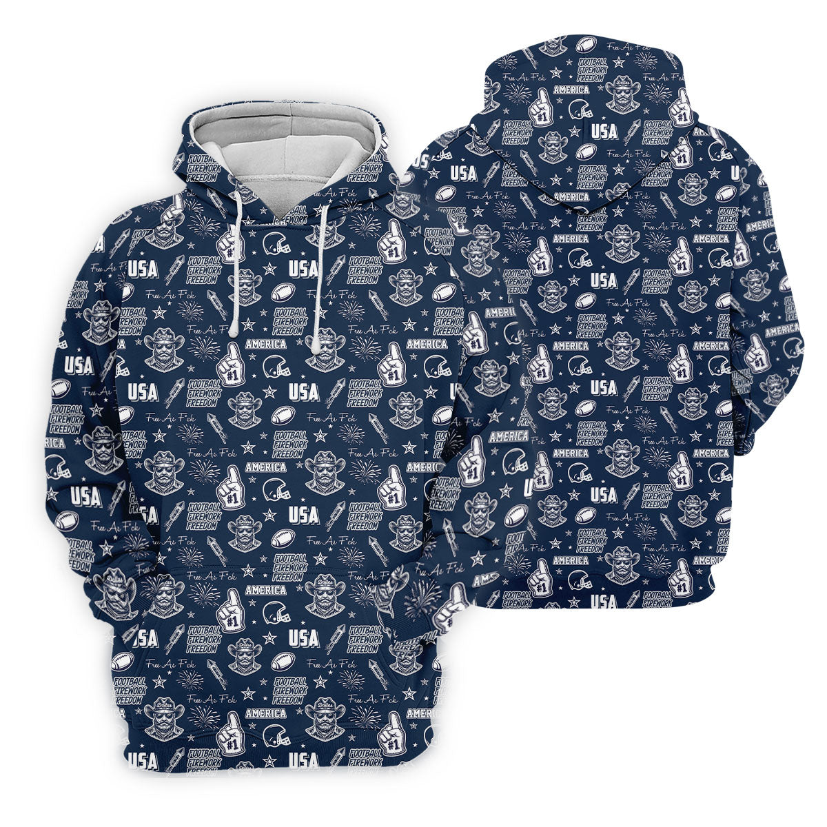 Cowboy Football Team Navy Blue And White Sport Polo, American Football League Gift Ideas For Football Fans