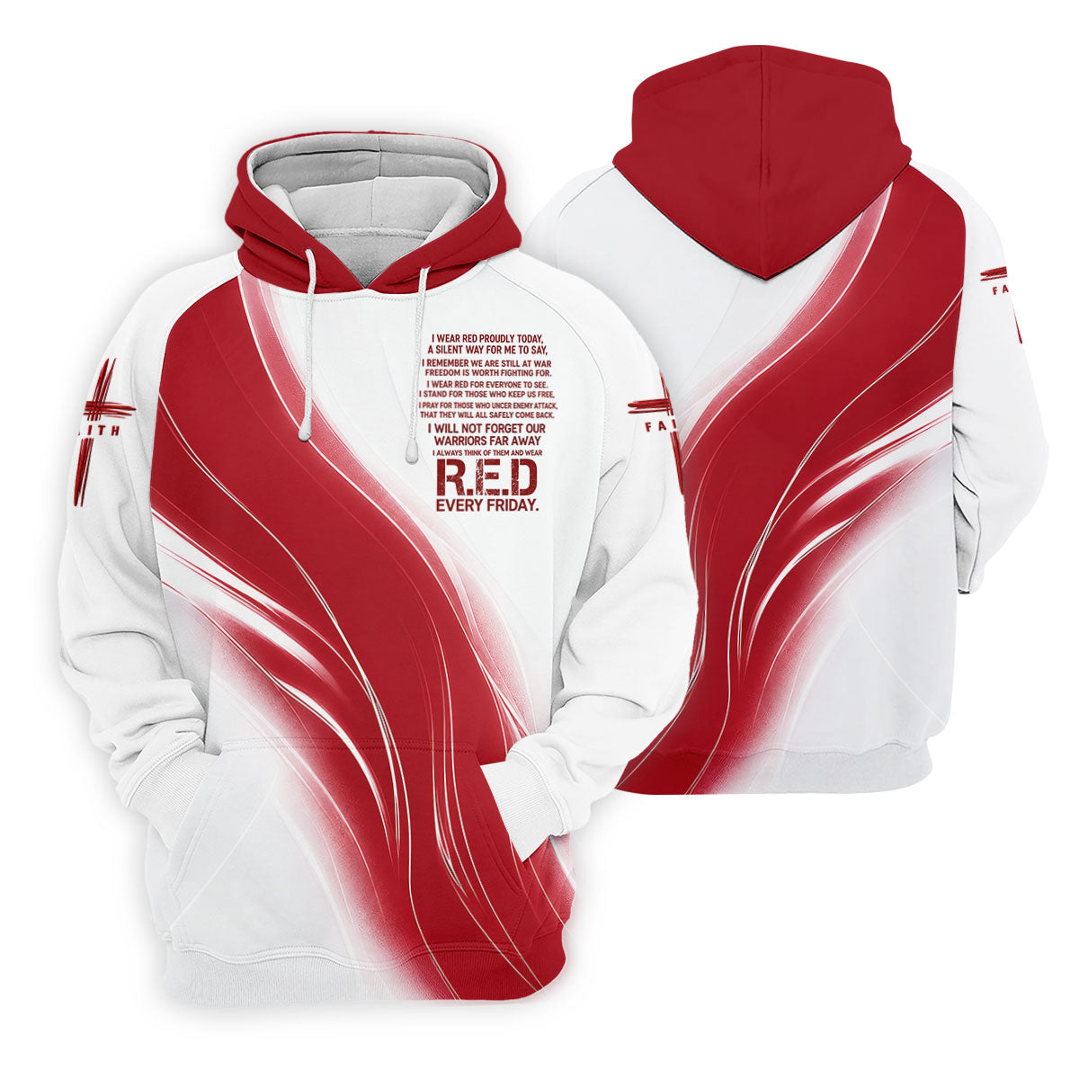 Red Friday Faith Cross Red White Gradient Patriotic Golf Shirt, 250 Years Golf Shirt For Women