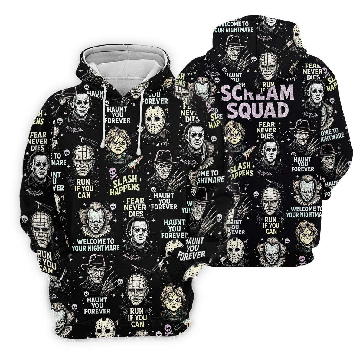 Scream Squad Horror Halloween Character Halloween Polo Shirt Horror Movie Shirt, Men's Golf Polo