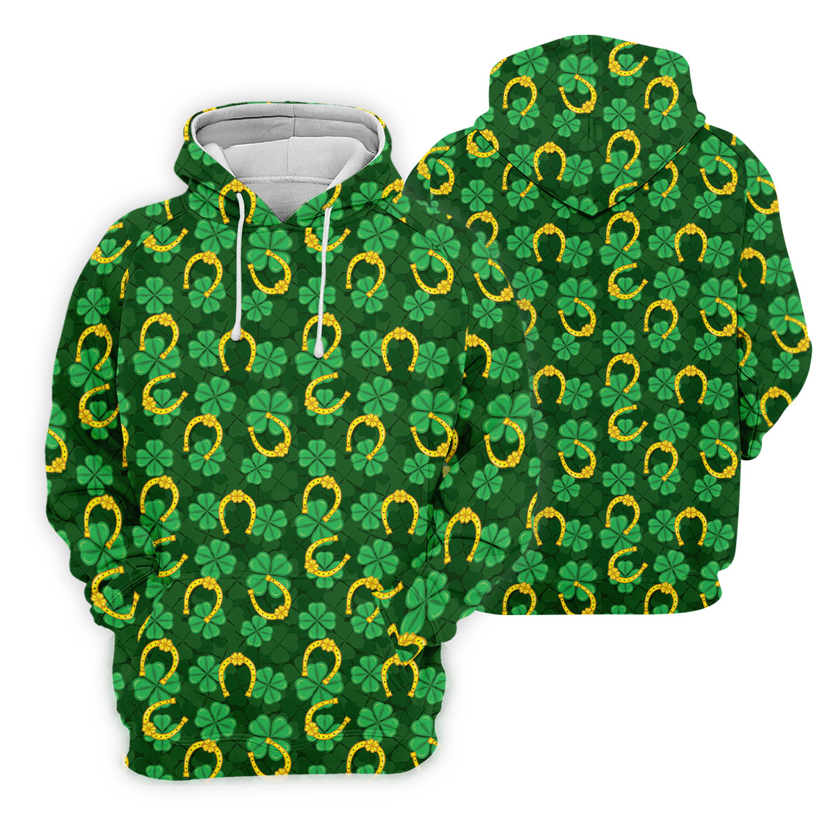 Four Leaf Clovers Golden Horseshoes St Patrick's Day Golf Shirt, Women's Golf Tops, Ladies Golf Polos