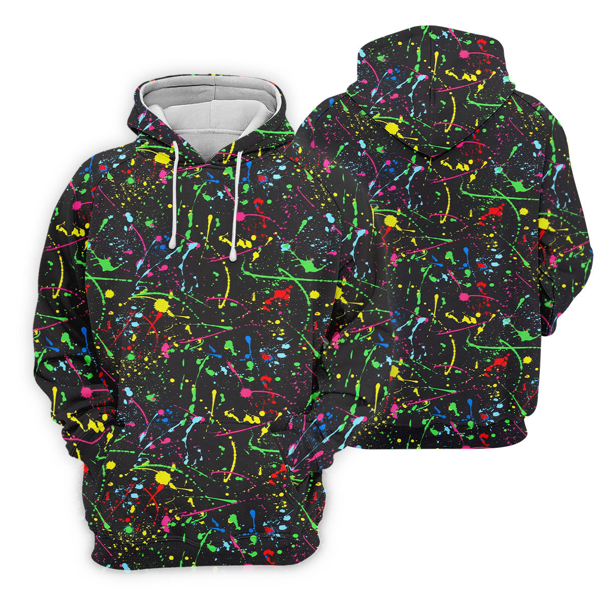 Neon Paint Splatter Pattern Hawaiian Golf Shirt, Golf Shirts For Men, Polo Shirts For Men
