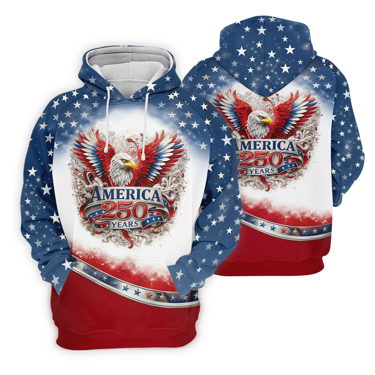 Bald Eagle Red White Blue Patriotic Stars 4th Of July Golf Shirt, 250 Years Golf Shirt For Women