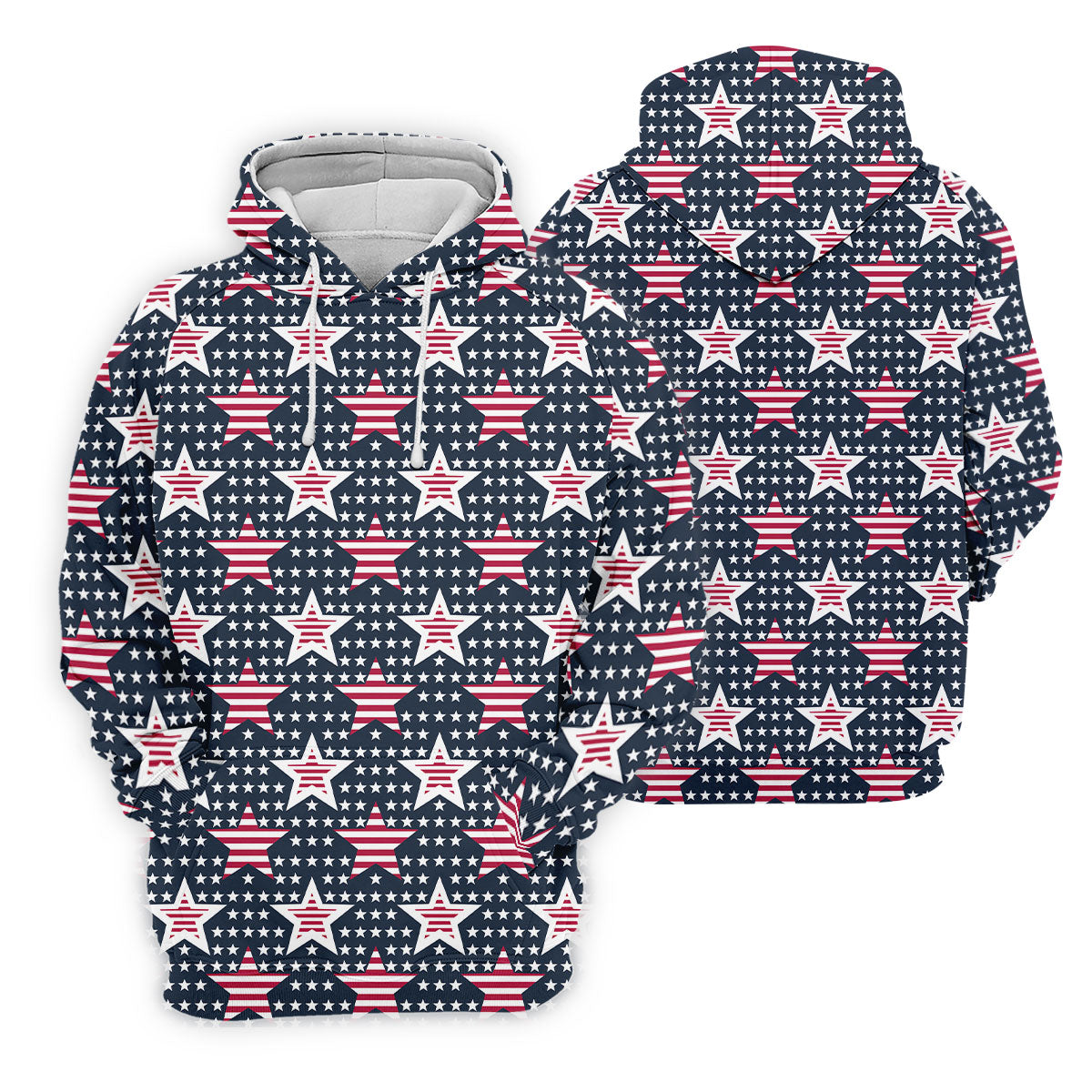 Red And White Stripe Stars Seamless Pattern 250th Anniversary Golf Shirts For Men, Patriotic Golf Shirt