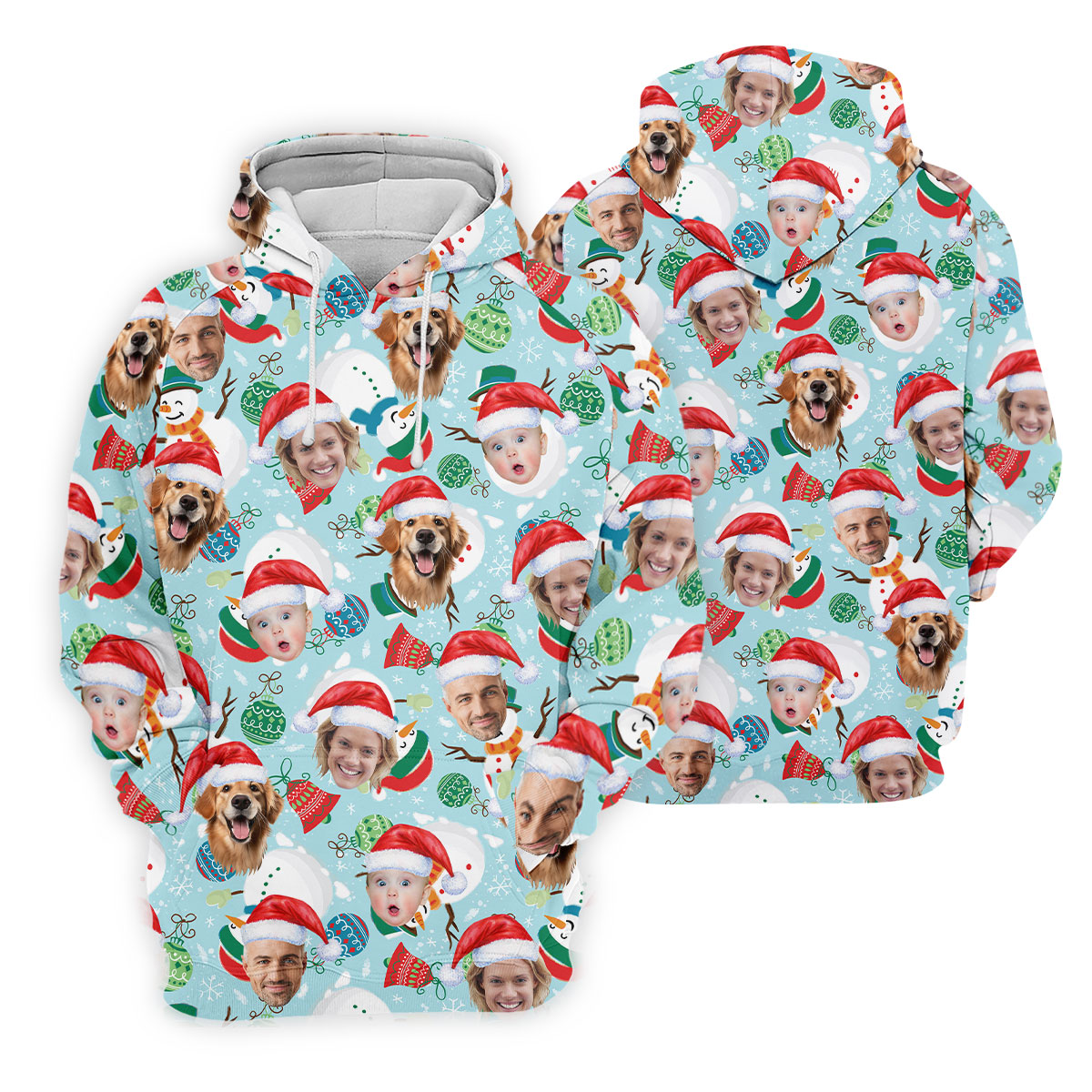Custom Face Joyful Christmas Icy Blue Christmas Golf Shirt, Ladies Golf Tops, Golf Gifts For Women